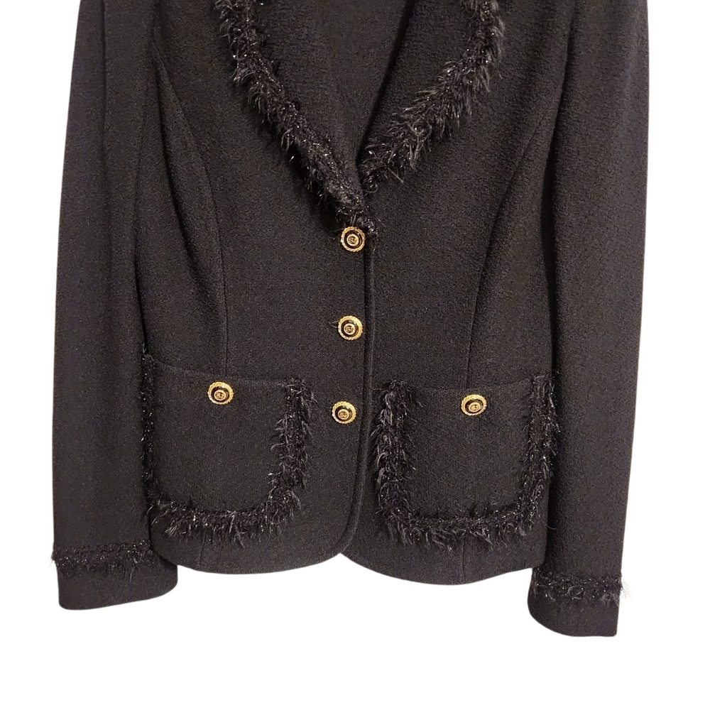St. John Collection | Women's Black Two-Piece Santana Knit Skirt Suit (Size 8) - Picture 6 of 15